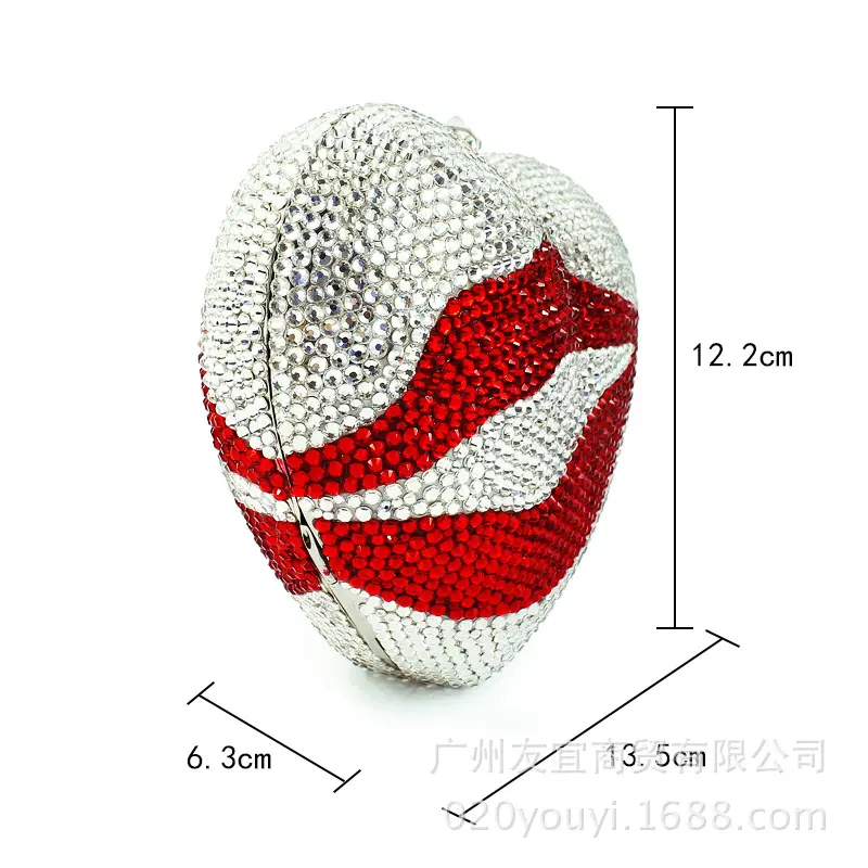 XIYUAN Heart-shaped lips evening bag Diamond Women Evening Clutch Minaudiere Bags Wedding Party Bridal Crystal Handbags  purse