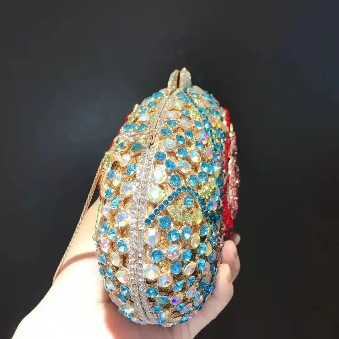XIYUAN Green Flower Crystal Clutch Bag Wedding Stone Evening Bags Minaudiere Bag Party Cocktail Lades Diamond Purses and Handbag