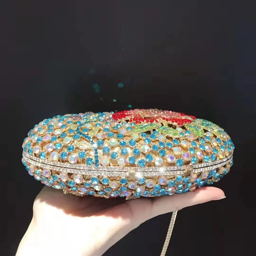 XIYUAN Green Flower Crystal Clutch Bag Wedding Stone Evening Bags Minaudiere Bag Party Cocktail Lades Diamond Purses and Handbag