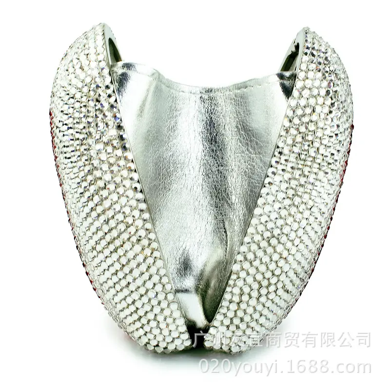 XIYUAN Heart-shaped lips evening bag Diamond Women Evening Clutch Minaudiere Bags Wedding Party Bridal Crystal Handbags  purse