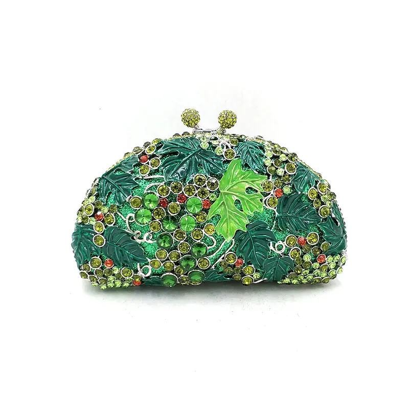 XIYUAN Green Leaf Stones Evening Bag Clutch Bags Wedding Bridal Diamond Clutches Bags Purses and Handbags Party Dinner Handbag