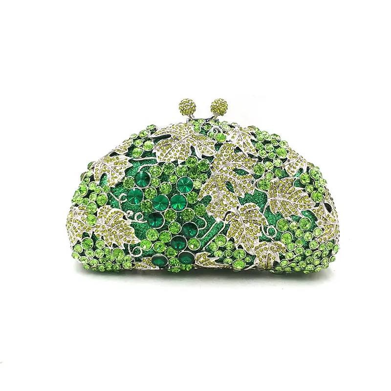 XIYUAN Green Leaf Stones Evening Bag Clutch Bags Wedding Bridal Diamond Clutches Bags Purses and Handbags Party Dinner Handbag