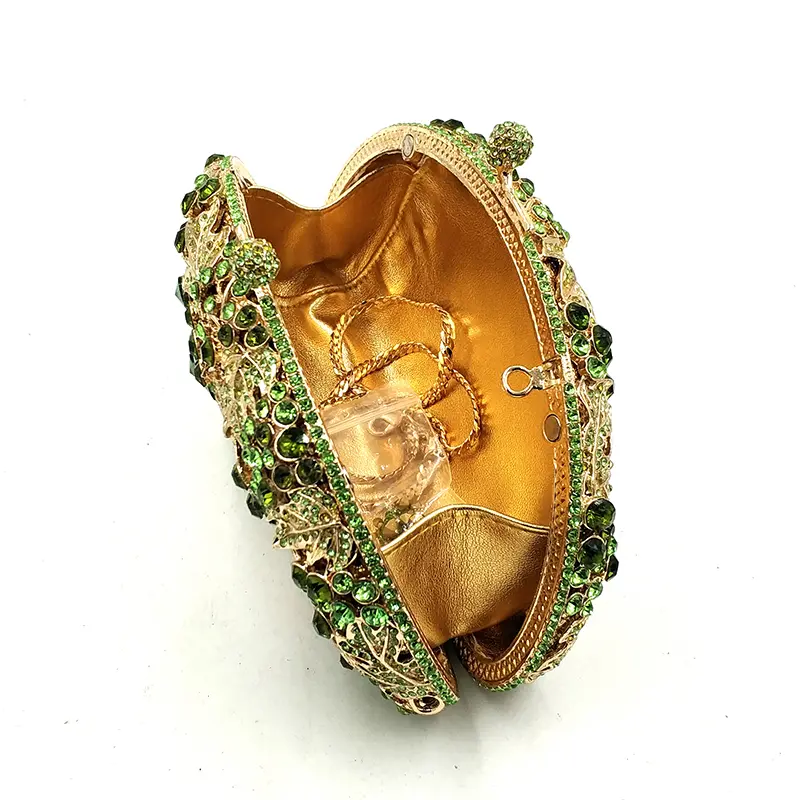 XIYUAN Green Leaf Stones Evening Bag Clutch Bags Wedding Bridal Diamond Clutches Bags Purses and Handbags Party Dinner Handbag