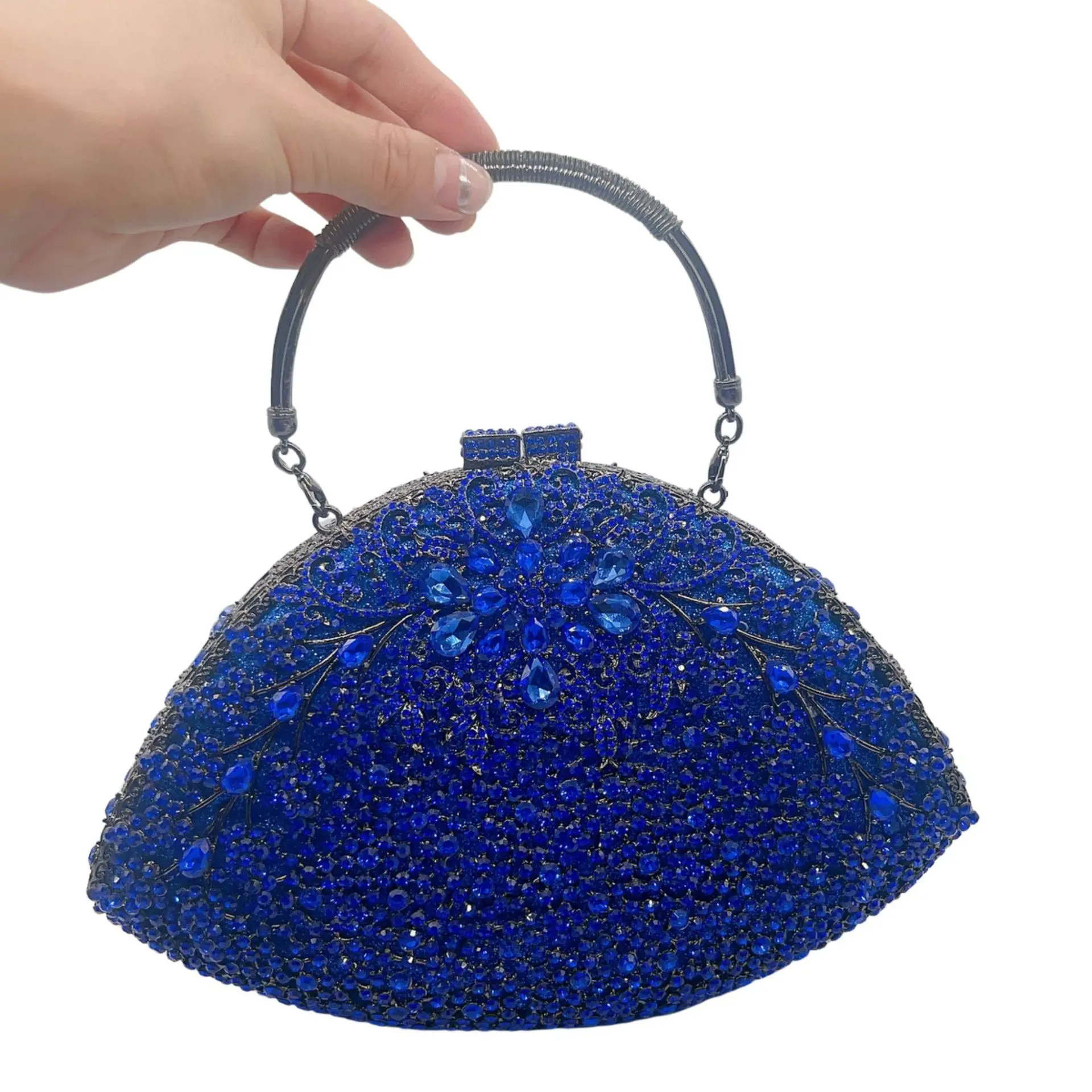 XIYUAN Elegant Red/Green Stones Evening Clutch Purse Bags Women Formal Party Totes Handbags Bridal Wedding Rhinestones Handbag