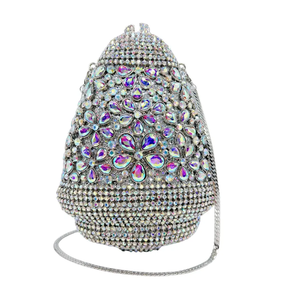 XIYUAN Flower Crystal Evening Bags Women Luxury Gorgeous Sparkling Rhinestone Clutch Designer Party Purse Wedding Bridal Handbag