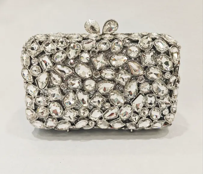 Lady Light Green/Coffee/Gold/Silver Crystals Clutch Bags Women Evening Bags Wedding Bridal Handbags Party Dinner Rhinestone Bags