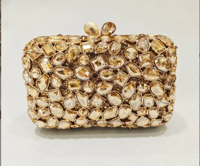 Lady Light Green/Coffee/Gold/Silver Crystals Clutch Bags Women Evening Bags Wedding Bridal Handbags Party Dinner Rhinestone Bags
