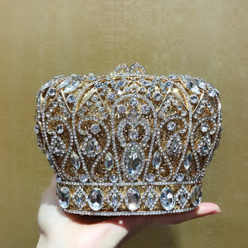 XIYUAN Gold/Blue Color Crystal Evening Bags Purse Rhinestone Handbag Luxury Wedding Handbags Minaudiere Bag Bolsas De Mujer Bags