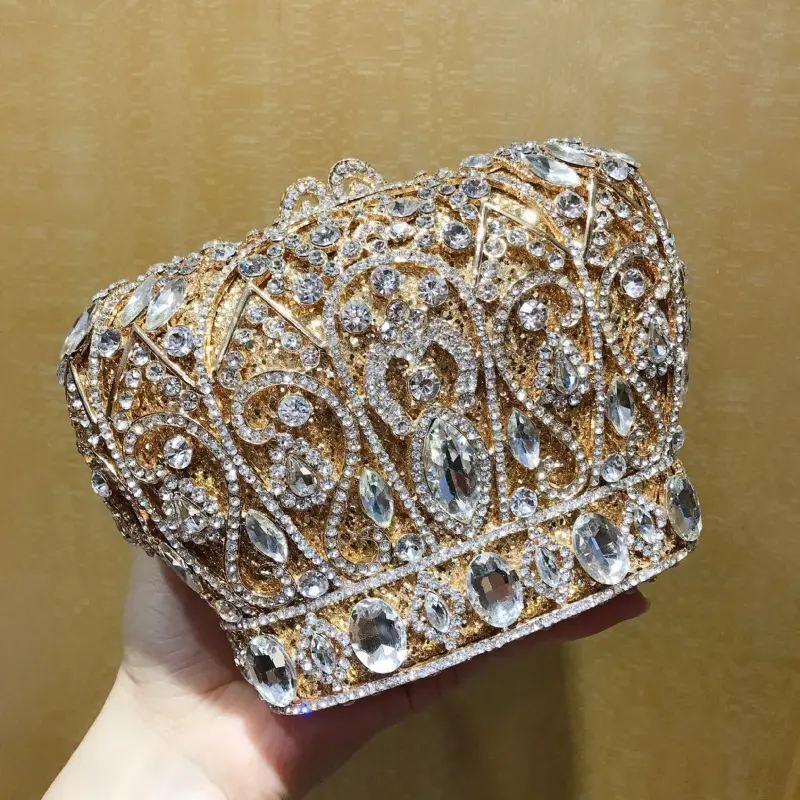 XIYUAN Gold/Blue Color Crystal Evening Bags Purse Rhinestone Handbag Luxury Wedding Handbags Minaudiere Bag Bolsas De Mujer Bags
