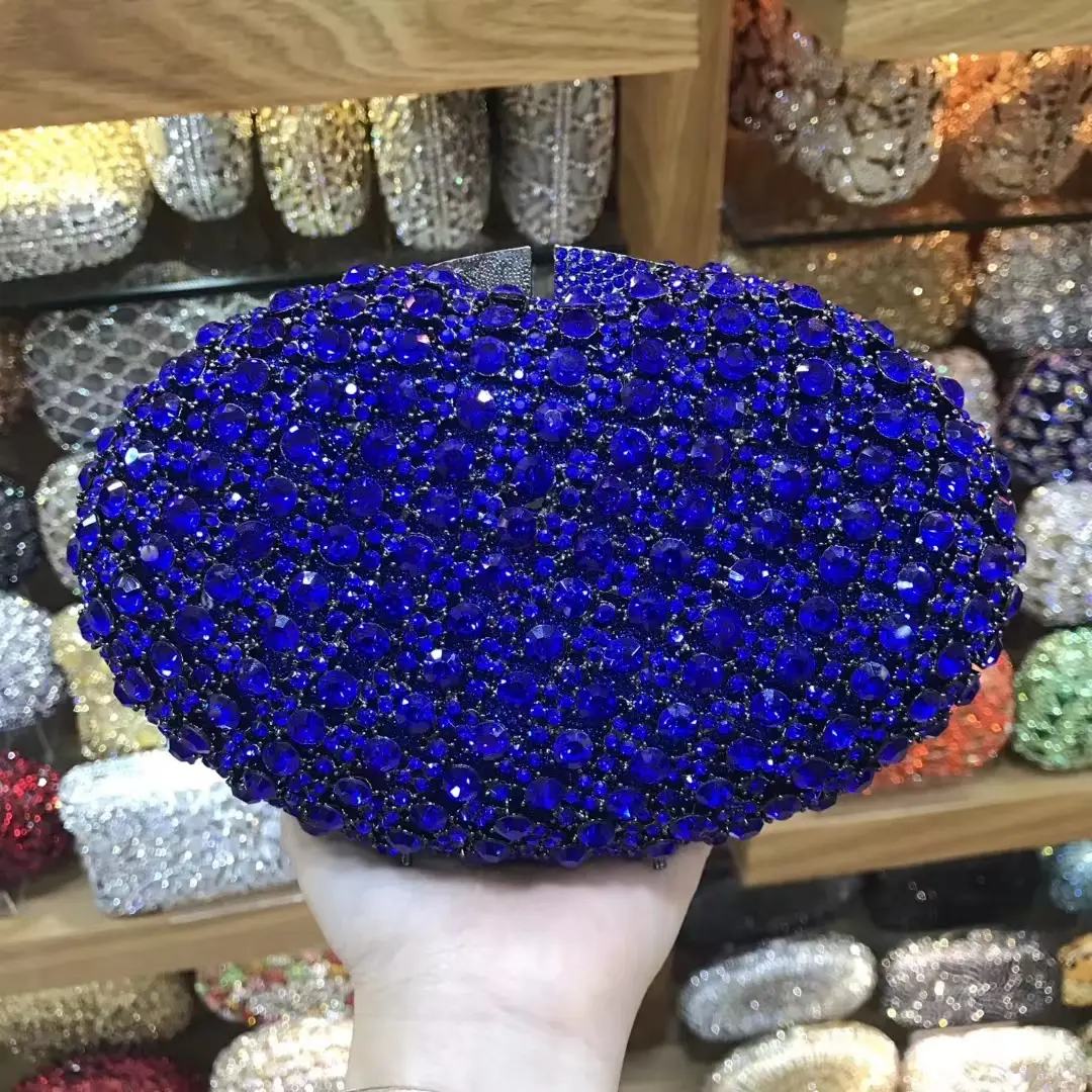 Women Black/Blue/Red Stones Clutch Purse Lady Crystal Evening Bag Minaudiere Bags Bridal Rhinestone Handbags Wedding Party Purse