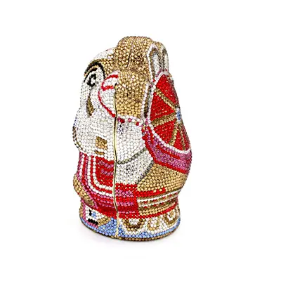 100% pure handmade new fashion 2017 Santa Claus Christmas Gift box for ladies Rhinestones gold Crystal Evening Clutches purse