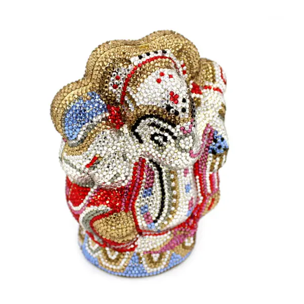 100% pure handmade new fashion 2017 Santa Claus Christmas Gift box for ladies Rhinestones gold Crystal Evening Clutches purse