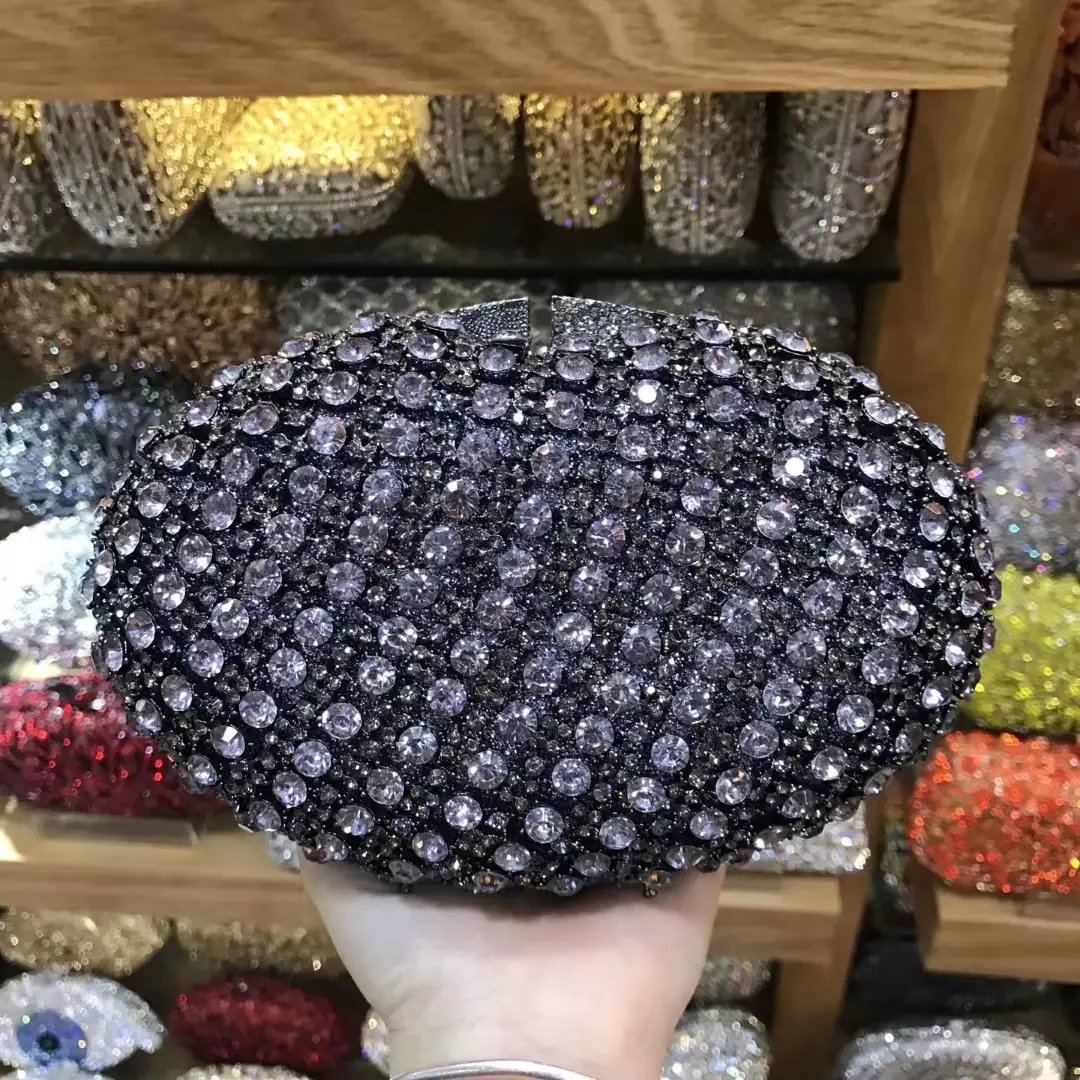Women Black/Blue/Red Stones Clutch Purse Lady Crystal Evening Bag Minaudiere Bags Bridal Rhinestone Handbags Wedding Party Purse