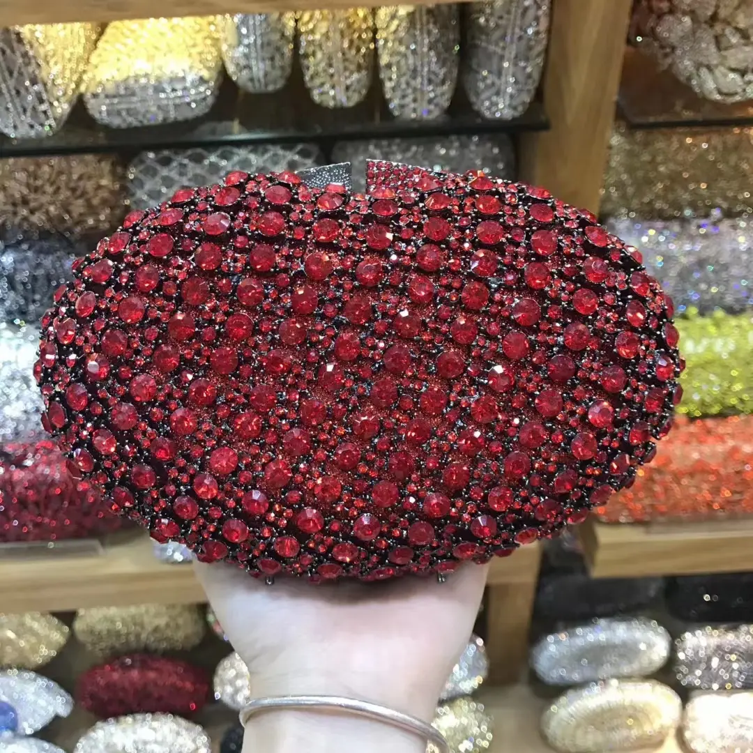 Women Black/Blue/Red Stones Clutch Purse Lady Crystal Evening Bag Minaudiere Bags Bridal Rhinestone Handbags Wedding Party Purse