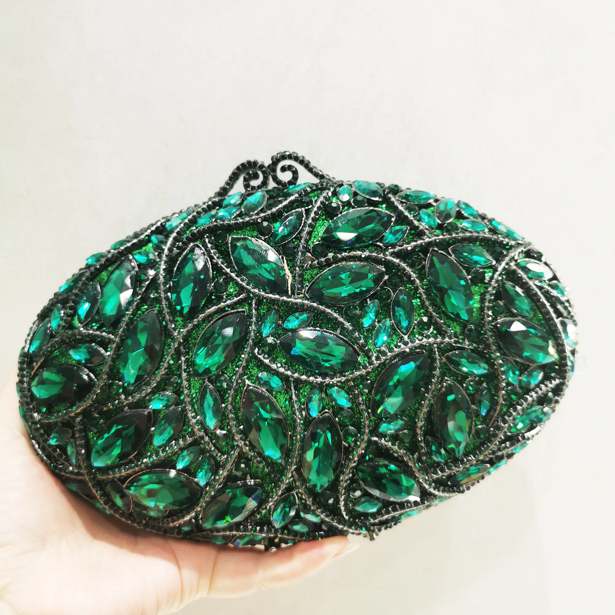 Luxury Black/Green/Blue Crystal Evening Bags Fushia Clutches for Women Party Rhinestone Handbag Bridal Wedding Diamond Clutch