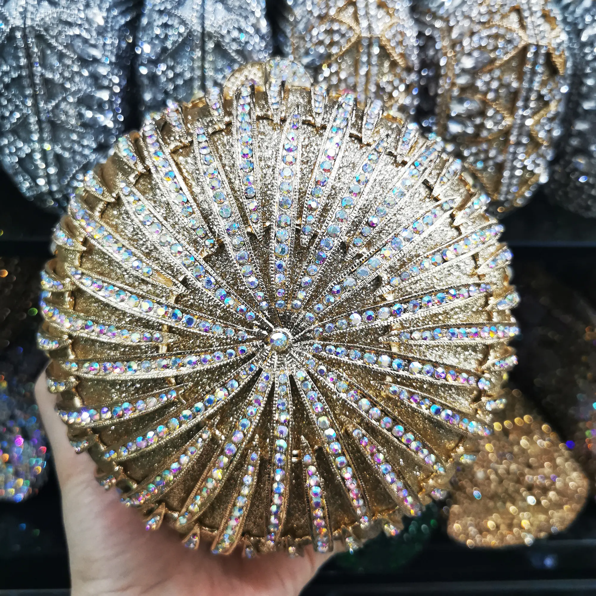 Women Gold Silver Crystals Evening Clutch Purse Bags Women Party Rhinestone Clutches Bag Diamond Evening Bag Minaudiere Handbags