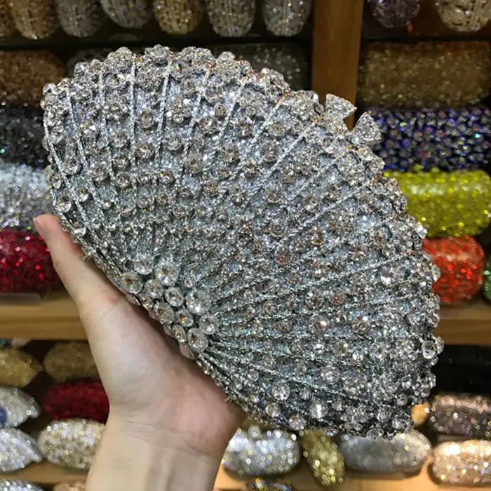 XIYUAN Silver Crystals Evening Clutch Bag Women Rhinestone Evening Bags Wedding Party Gala Dinner Minaudiere Purses and Handbags