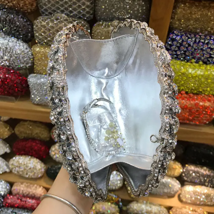 XIYUAN Silver Crystals Evening Clutch Bag Women Rhinestone Evening Bags Wedding Party Gala Dinner Minaudiere Purses and Handbags