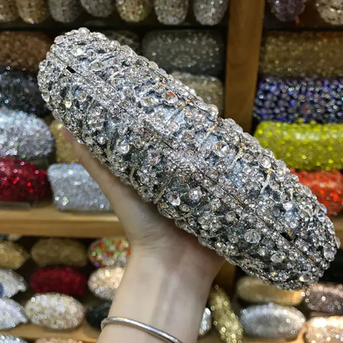 XIYUAN Silver Crystals Evening Clutch Bag Women Rhinestone Evening Bags Wedding Party Gala Dinner Minaudiere Purses and Handbags