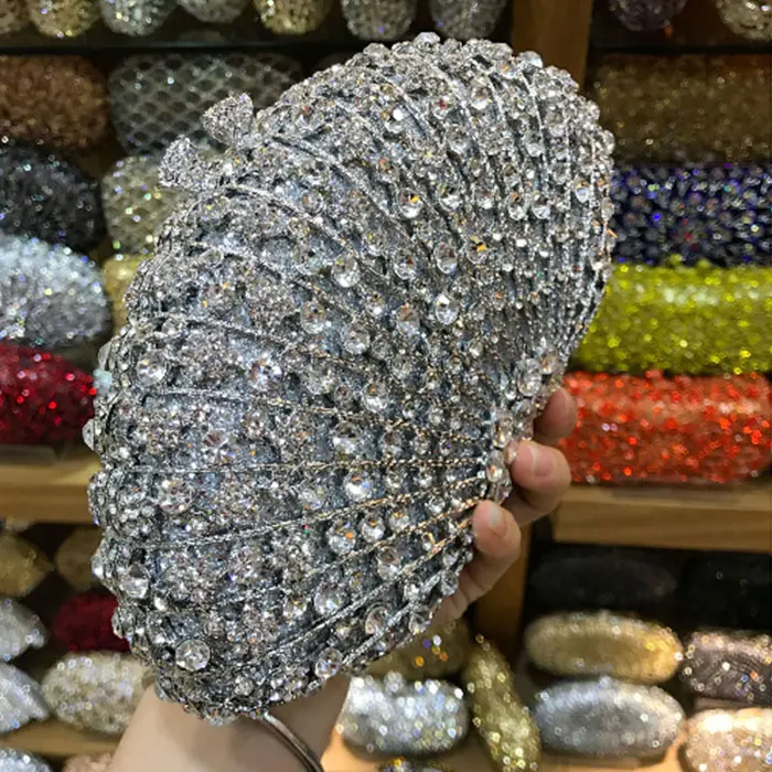 XIYUAN Silver Crystals Evening Clutch Bag Women Rhinestone Evening Bags Wedding Party Gala Dinner Minaudiere Purses and Handbags