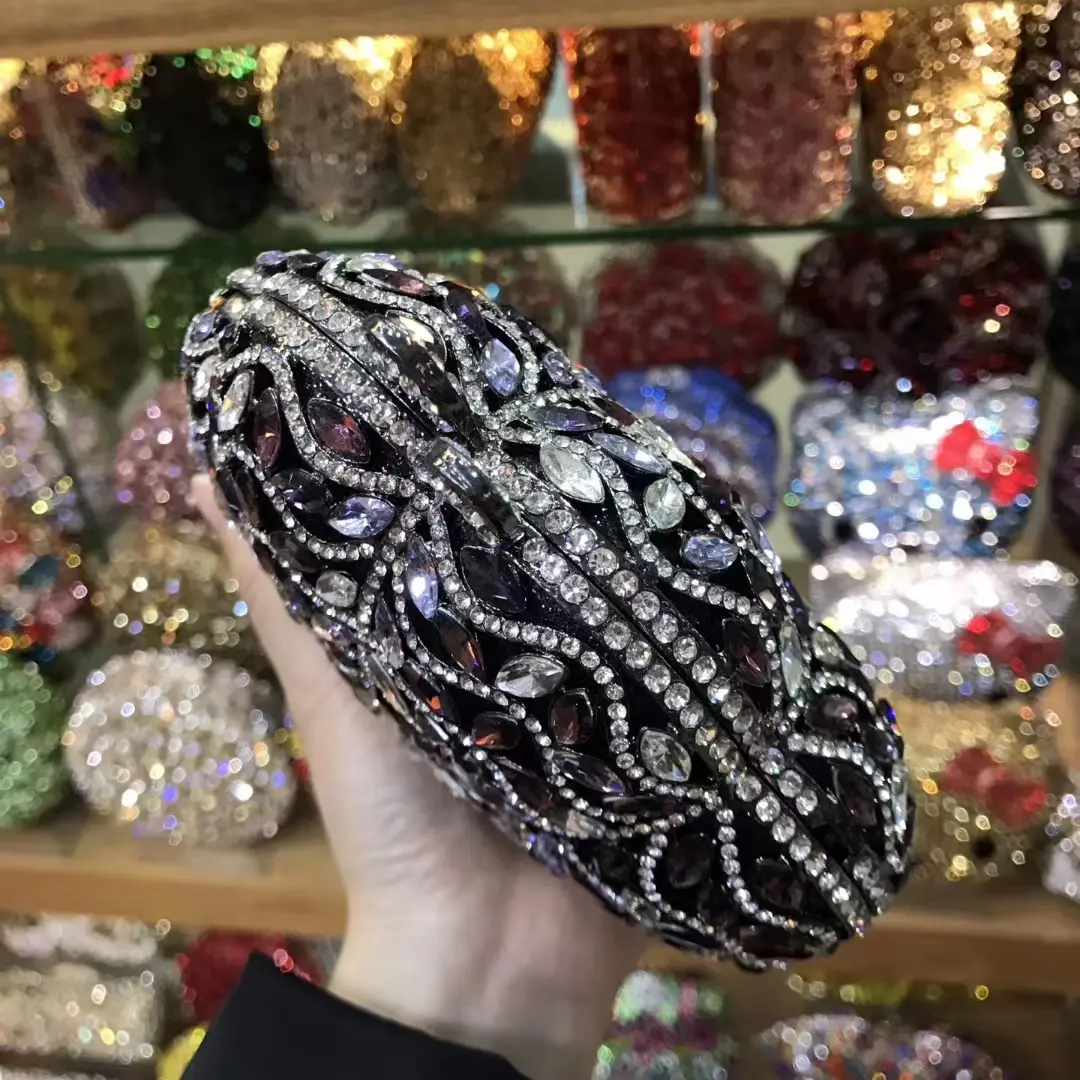 XIYUAN Multicolored Crystal Clutch Bag Rhinestones Evening Bag Bridal Wedding Party Clutches Bags Lady Stone Handbag Purse Metal
