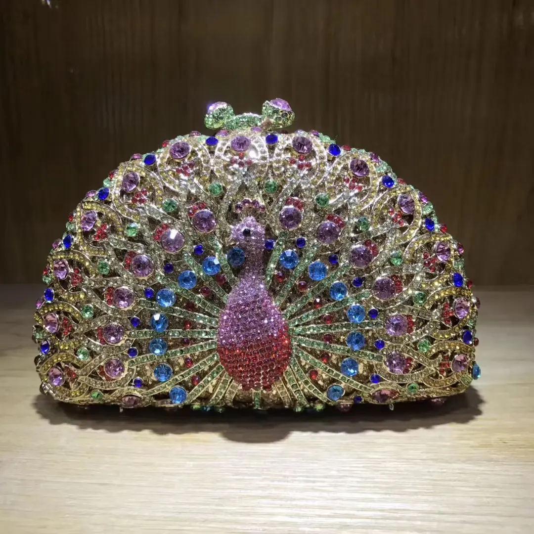 XIYUAN Women Crystal Clutches Bags Stones Evening Bags Wedding Party Bag Metal Rhinestone Minaudiere Diamond Handbag and Purse
