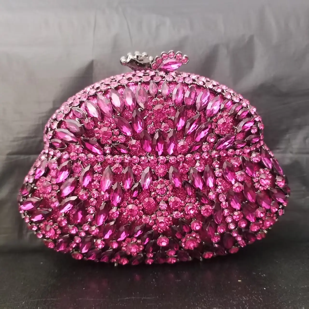 XIYUAN Women Fuchsia/Green Gems Evening Bags Crystals Clutch Bags Handbags Wedding Party Bridal Rhinestone Box Minaudiere Purse