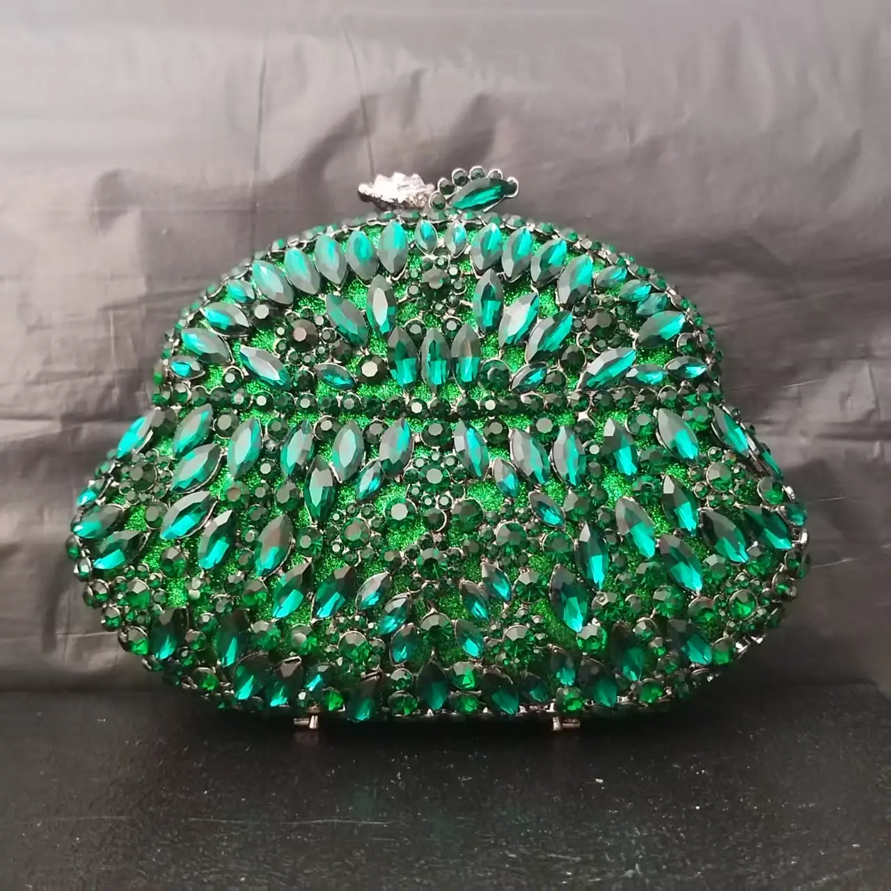 XIYUAN Women Fuchsia/Green Gems Evening Bags Crystals Clutch Bags Handbags Wedding Party Bridal Rhinestone Box Minaudiere Purse