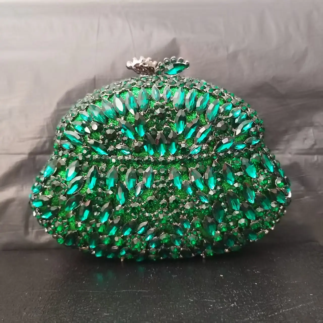 XIYUAN Women Fuchsia/Green Gems Evening Bags Crystals Clutch Bags Handbags Wedding Party Bridal Rhinestone Box Minaudiere Purse