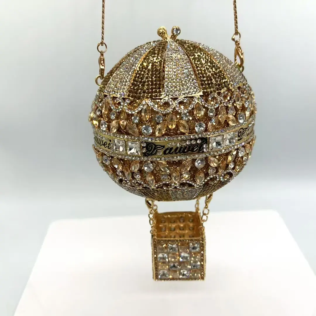 XIYUAN Hot Air Balloon Gems Clutch Bags Lady Stone Minaudiere Evening Bags Diamond Wedding Handbag Bridal Purse Party Dinner Bag
