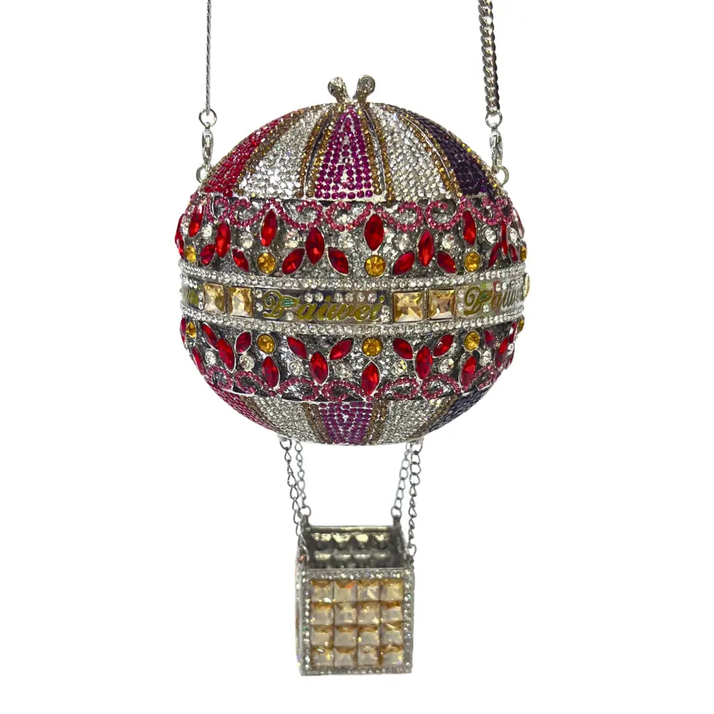 XIYUAN Hot Air Balloon Gems Clutch Bags Lady Stone Minaudiere Evening Bags Diamond Wedding Handbag Bridal Purse Party Dinner Bag