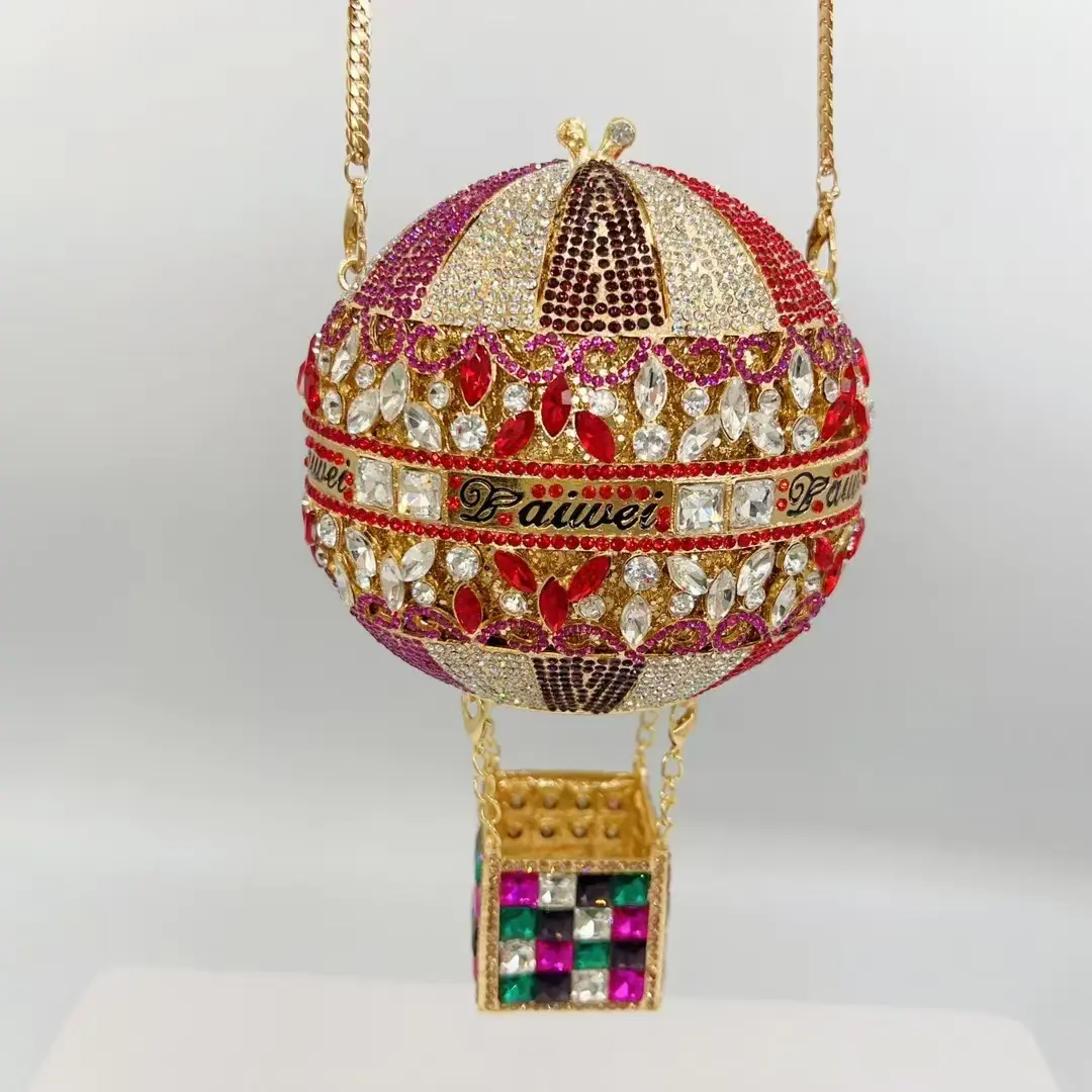 XIYUAN Hot Air Balloon Gems Clutch Bags Lady Stone Minaudiere Evening Bags Diamond Wedding Handbag Bridal Purse Party Dinner Bag