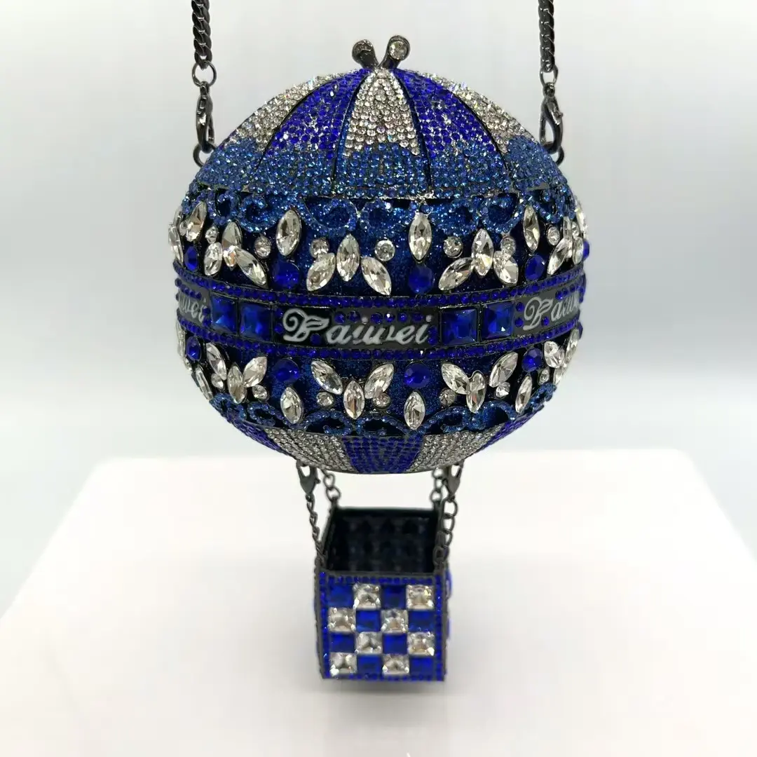 XIYUAN Hot Air Balloon Gems Clutch Bags Lady Stone Minaudiere Evening Bags Diamond Wedding Handbag Bridal Purse Party Dinner Bag