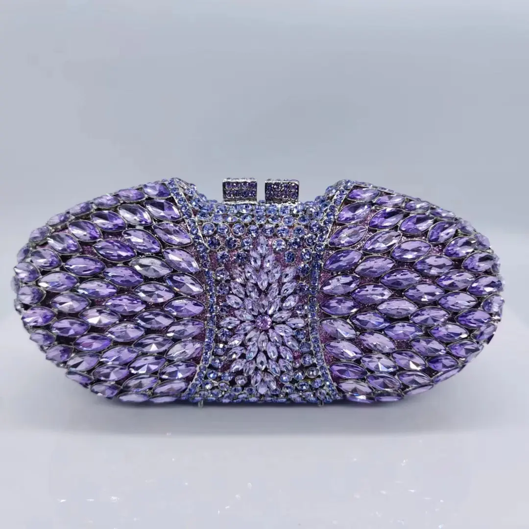 XIYUAN Purple Rhinestone Evening Bags Wedding Bridal Clutches Women Diamond Crystal Party Phone Purses And Handbags Small Clutch