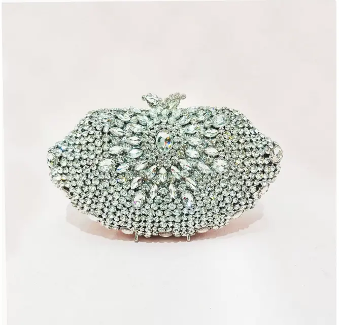 XIYUAN Lady Blue Diamonds Evening Purses Bags Female Metal Crystal Clutch Purse Party Handbag Women Luxury Mini Gems Clutches