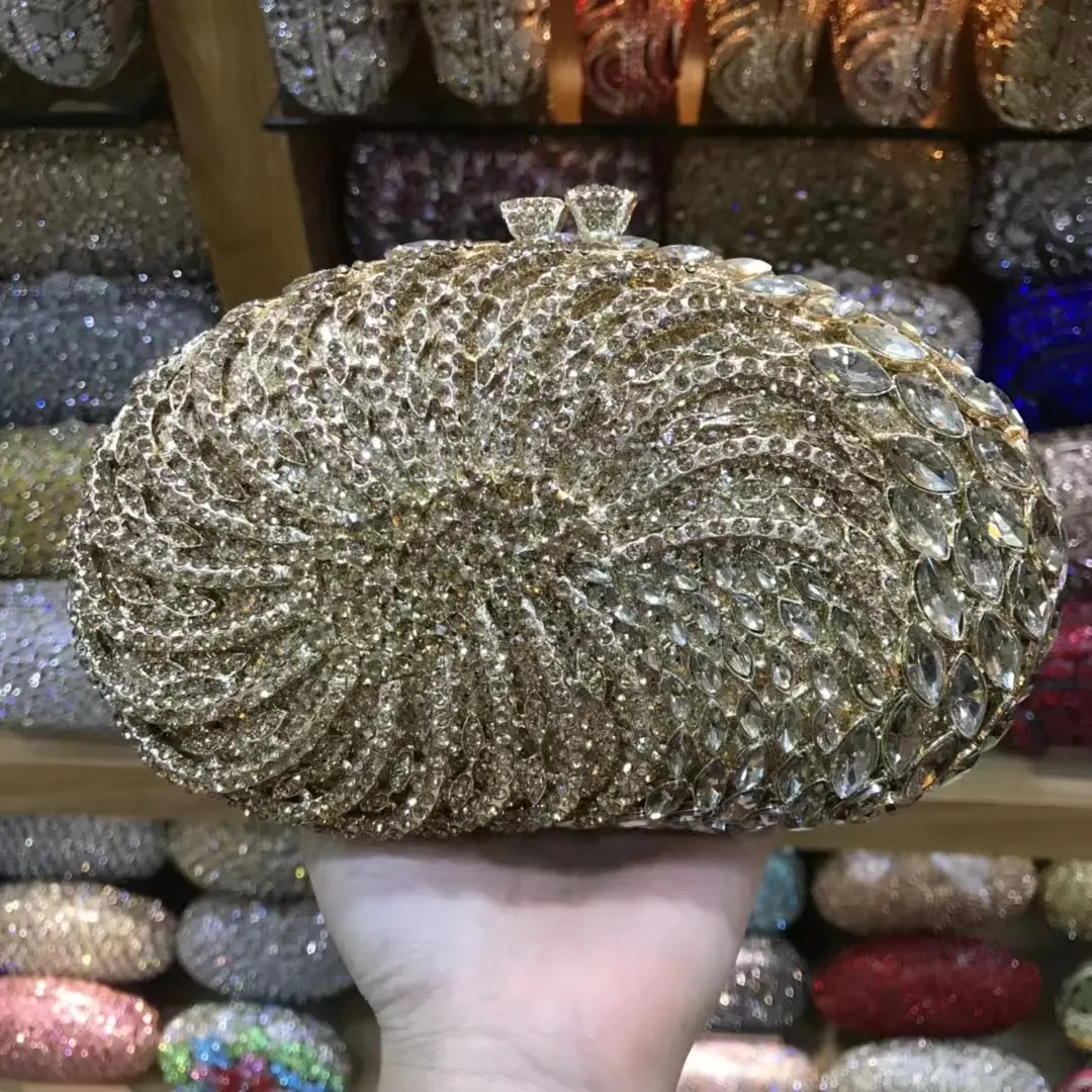 XIYUAN Red/Grey/Gold Crystal Clutch Purse Stones Evening Bags Bridal Party Women Rhinestones Minaudiere Clutches Handbags Purses