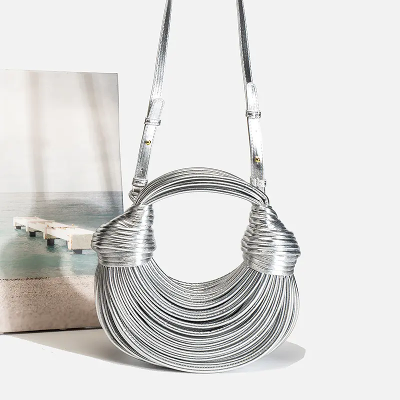 XIYUAN Lady Noodles Weave Shoulder Bags Women Formal Tote Bag Party Cross body Bag Handbag Blue Long Strap Handbags Female Totes