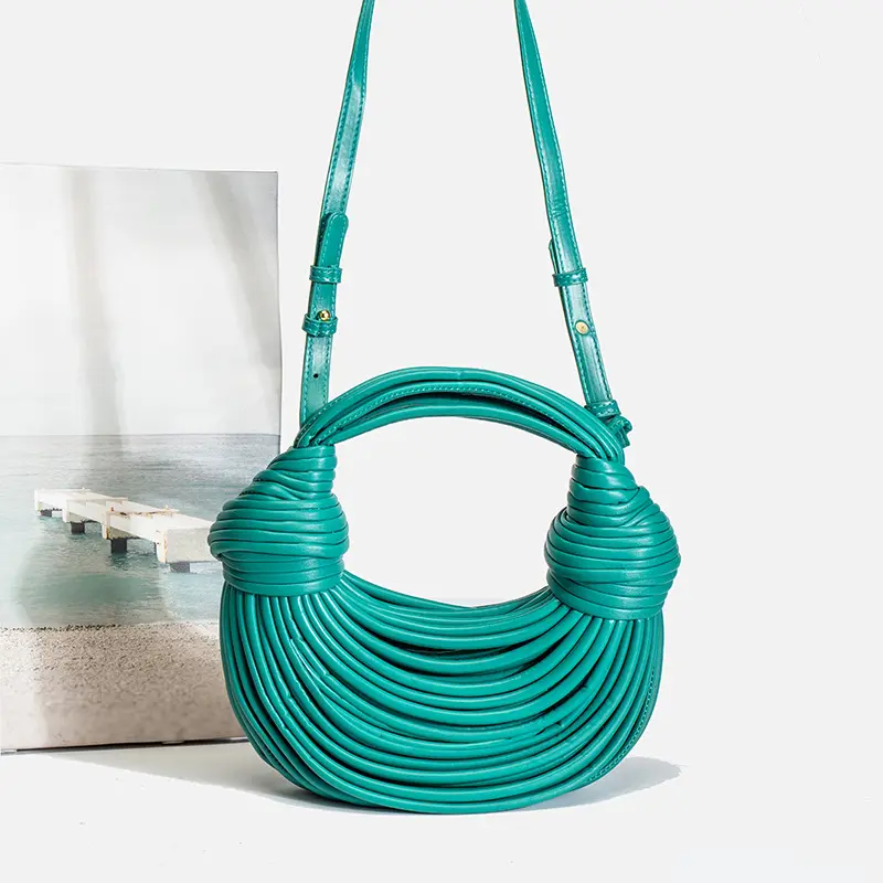 XIYUAN Lady Noodles Weave Shoulder Bags Women Formal Tote Bag Party Cross body Bag Handbag Blue Long Strap Handbags Female Totes