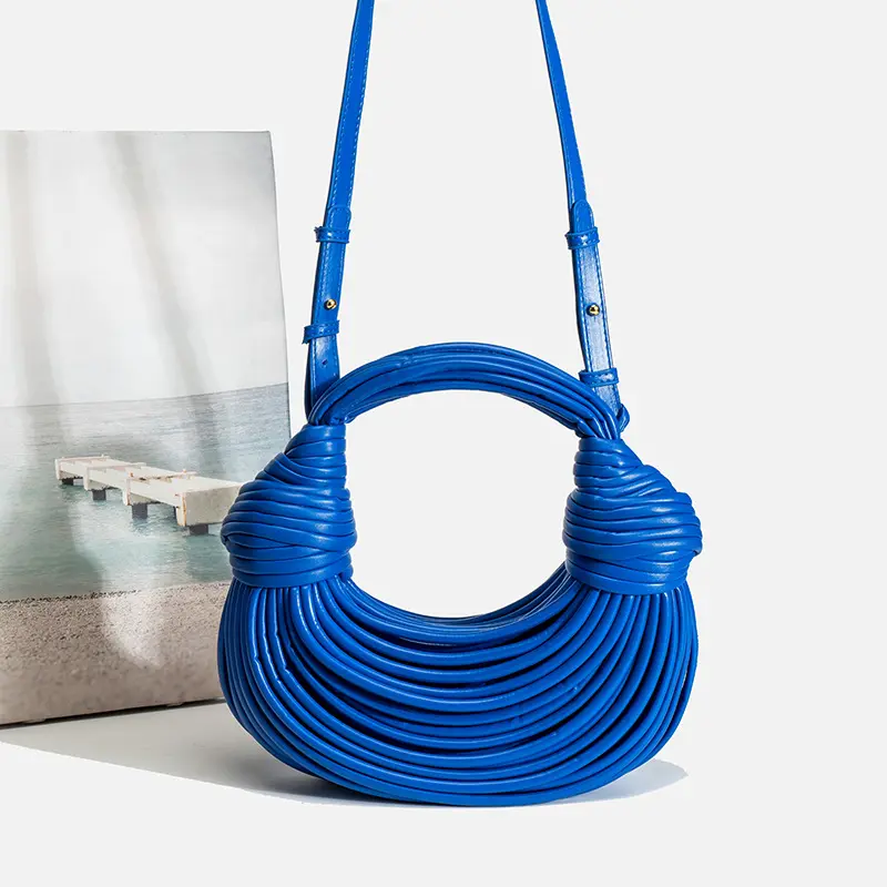 XIYUAN Lady Noodles Weave Shoulder Bags Women Formal Tote Bag Party Cross body Bag Handbag Blue Long Strap Handbags Female Totes