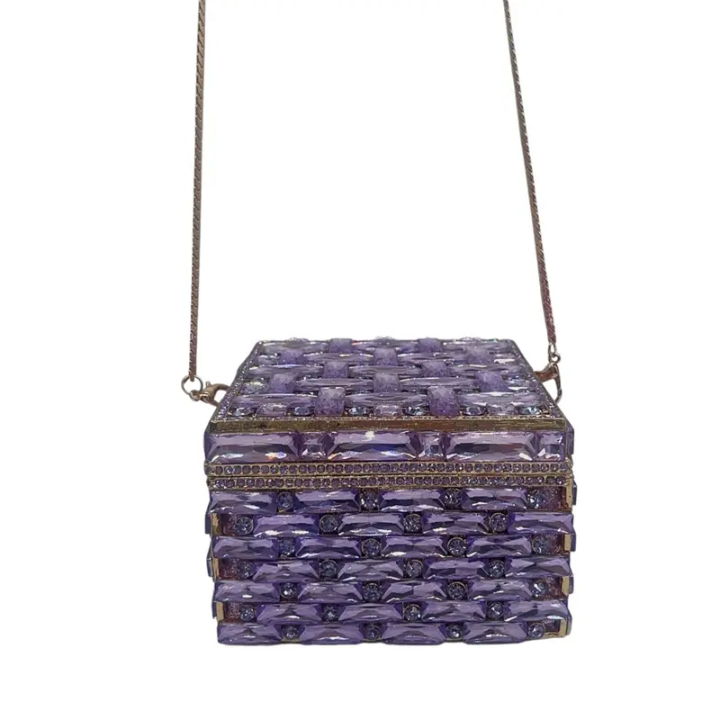 XIYUAN  Red/purple/Green Rhinestone Evening Clutch Bags Boutique Crystal Metal Clutch Purses And Handbags Wedding Party Bags