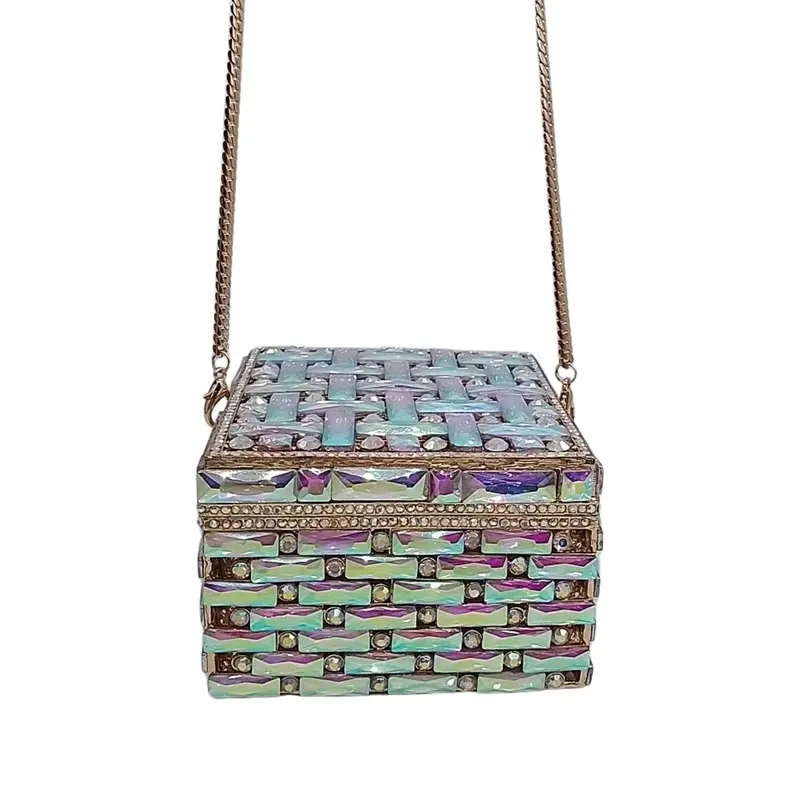 XIYUAN  Red/purple/Green Rhinestone Evening Clutch Bags Boutique Crystal Metal Clutch Purses And Handbags Wedding Party Bags