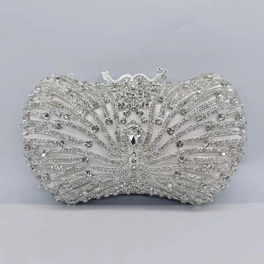 XIYUAN Silver White Diamond Mini Evening Wedding Clutches Bag Luxury New Crystal Bridal Party Purses Rhinestone Women Handbags