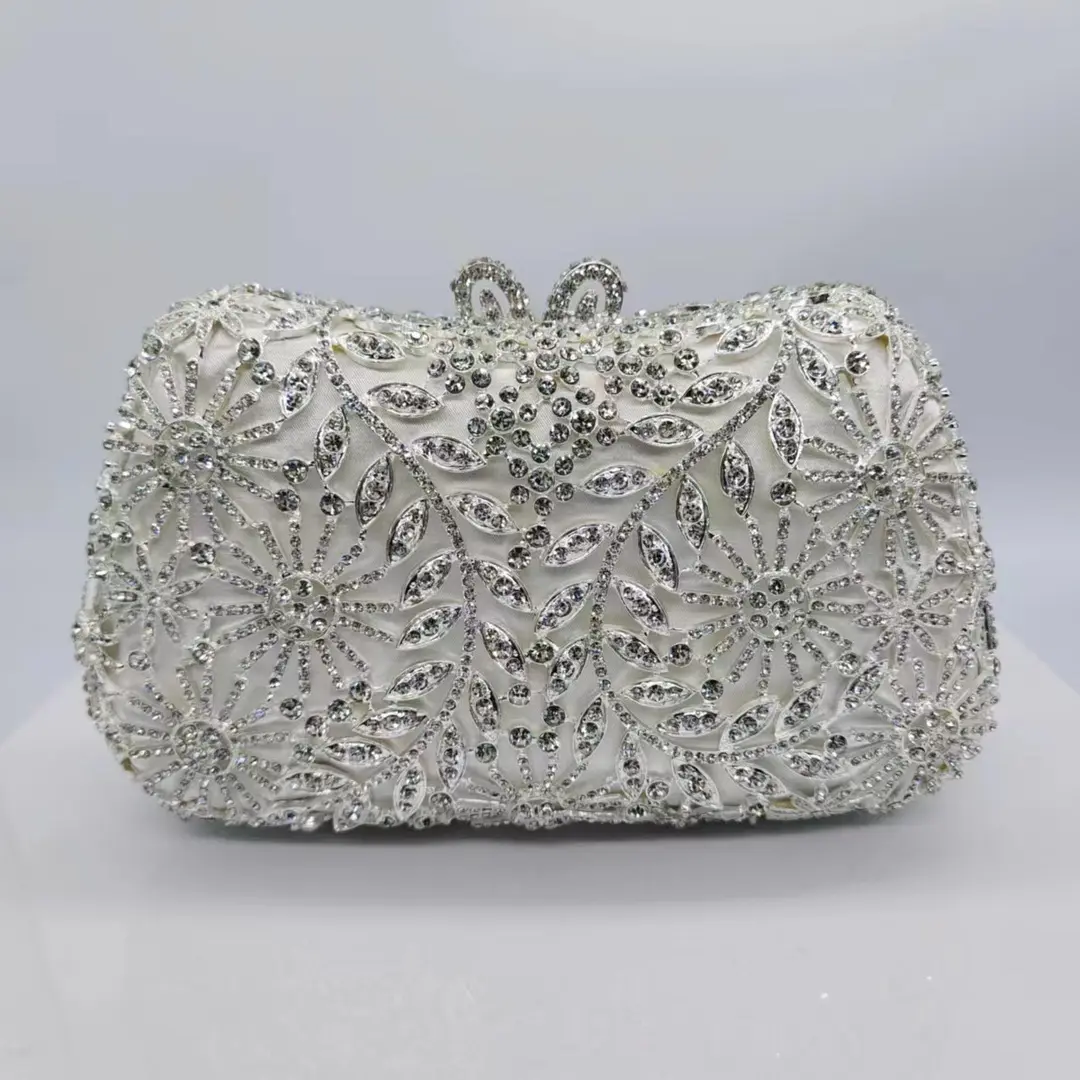 XIYUAN Silver White Diamond Mini Evening Wedding Clutches Bag Luxury New Crystal Bridal Party Purses Rhinestone Women Handbags