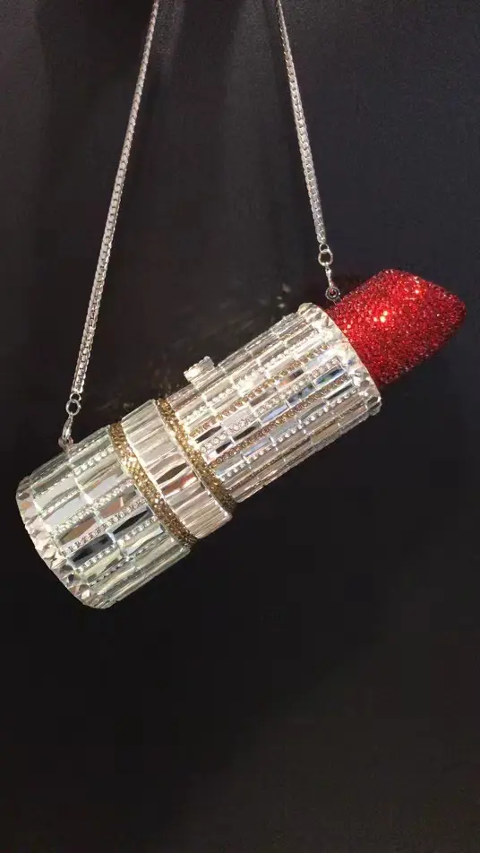 XIYUAN Lipsticks Diamond Clutches Stone Wedding Clutch Bag Evening Purse Girls Metal Minaudiere Handbag Bridal Phone Purses