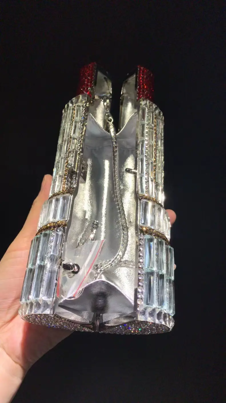 XIYUAN Lipsticks Diamond Clutches Stone Wedding Clutch Bag Evening Purse Girls Metal Minaudiere Handbag Bridal Phone Purses