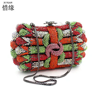 XIYUAN Women Wedding Gem Evening Bags Lady Purse for Bride Diamonds Purses Handbag Handmade Bridal Party Phone Clutch Bags