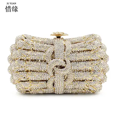 XIYUAN Women Wedding Gem Evening Bags Lady Purse for Bride Diamonds Purses Handbag Handmade Bridal Party Phone Clutch Bags