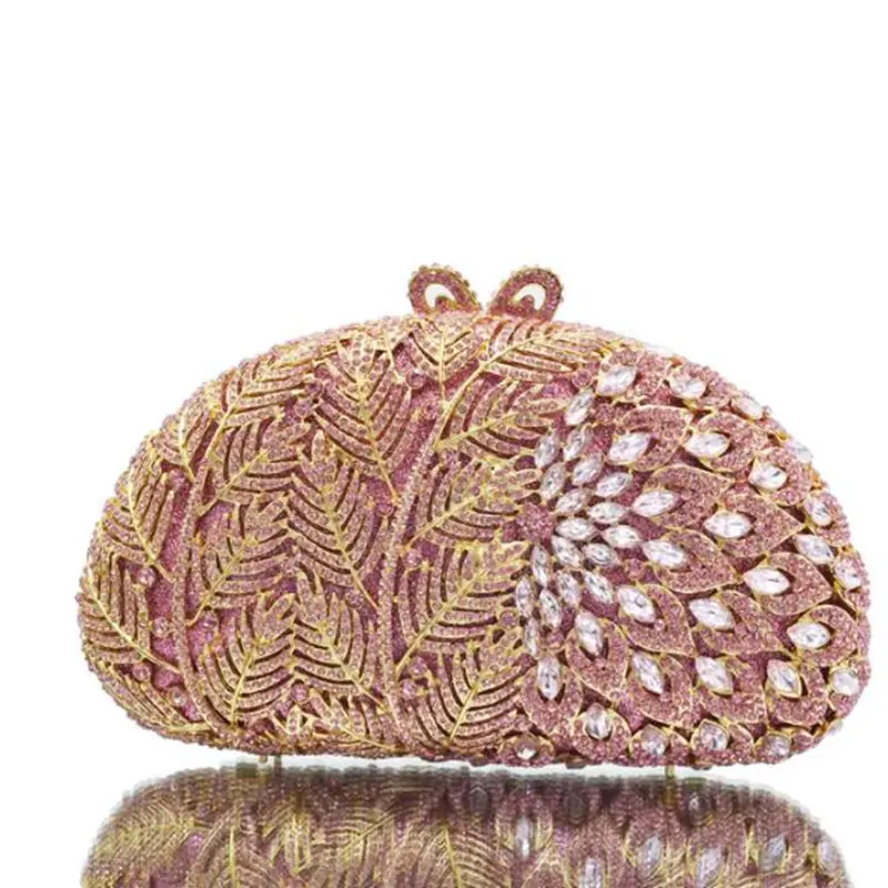 XIYUAN Pink/Green/Red  Stone Evening Bag Handbag Gem Clutch Bags Wedding Bridal Rhinestone Handbags Party Cocktail Crystal Purse
