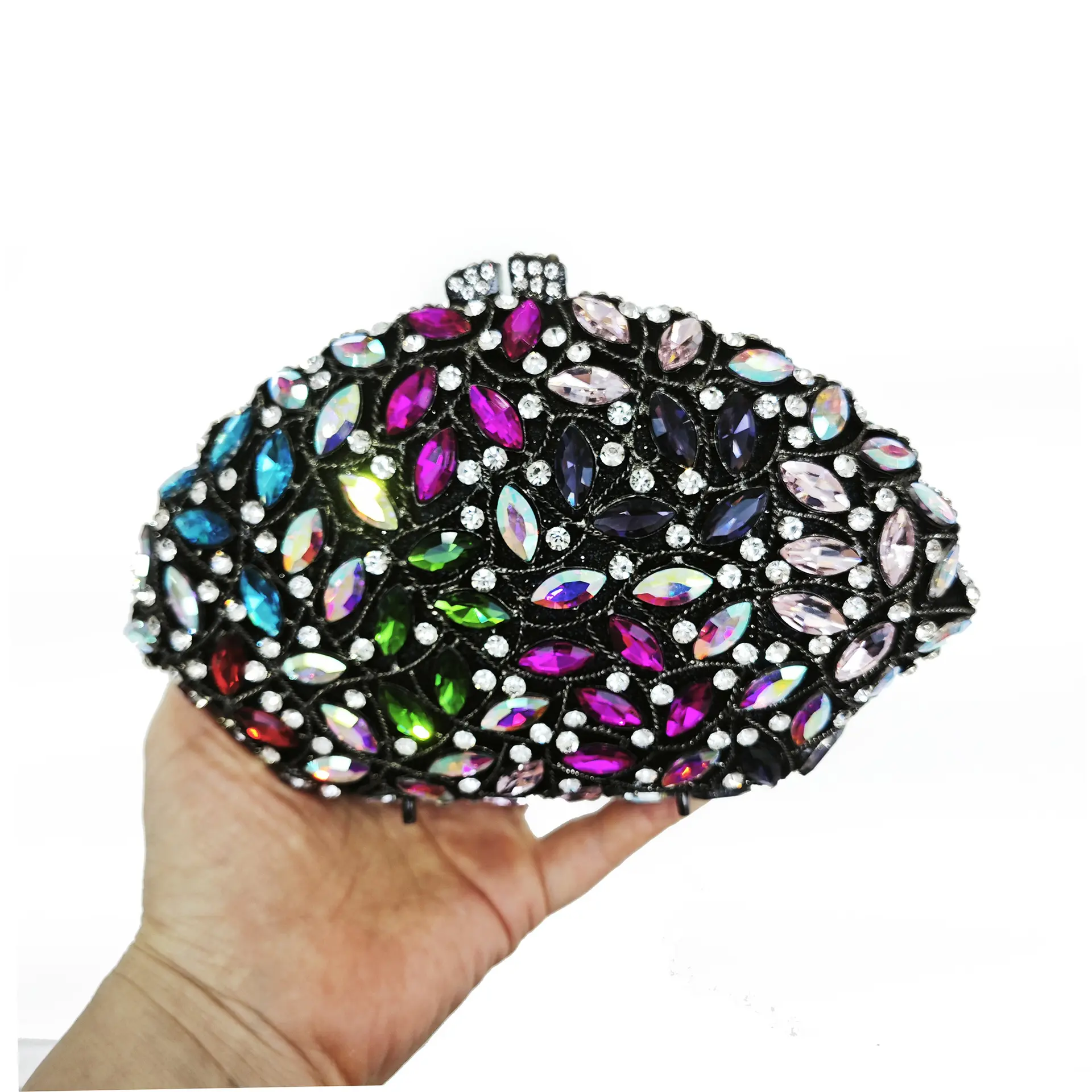 XIYUAN New Rose Red Rhinestone Evening Bag Female Boutique Gorgeous Sparkling Crystal Clutch Purse Bridal Wedding Party Handbags