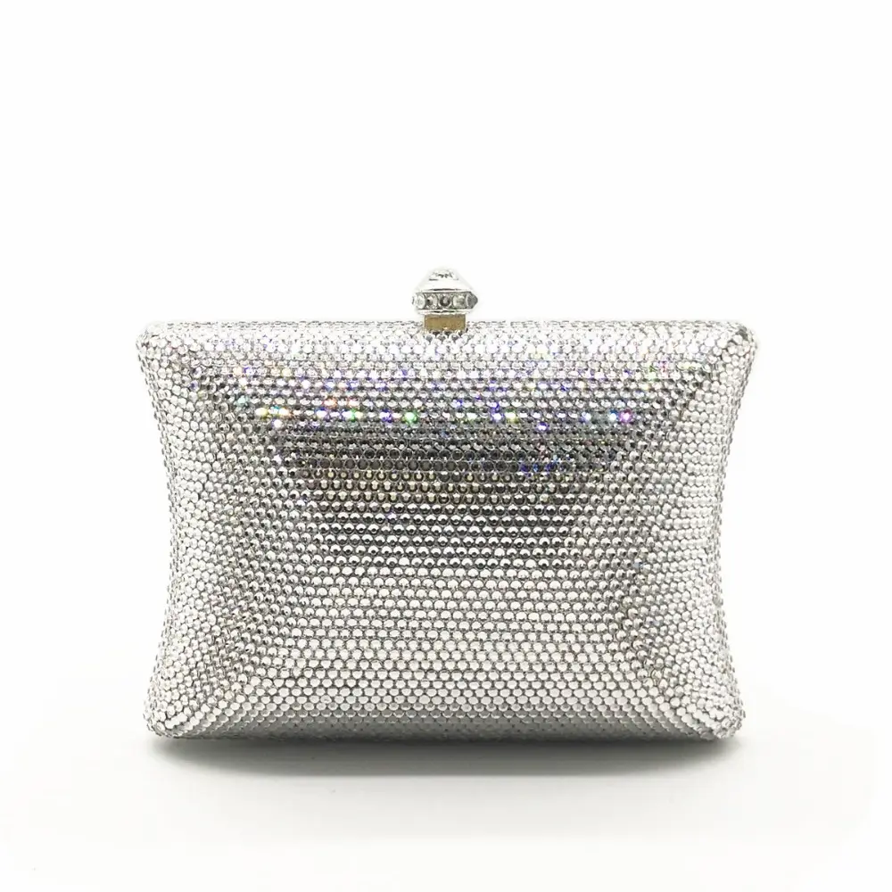 XIYUAN BRAND women gift set box bag Luxury evening clutch bag crystal small silver plain purse bride banquet gold wallet handbag